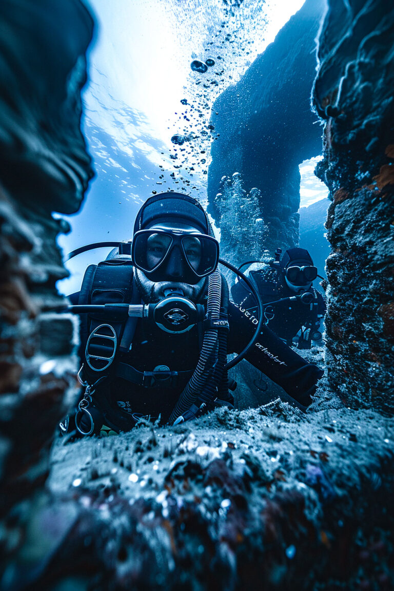 diver-sea-surrounded-by-archeological-building-ruins